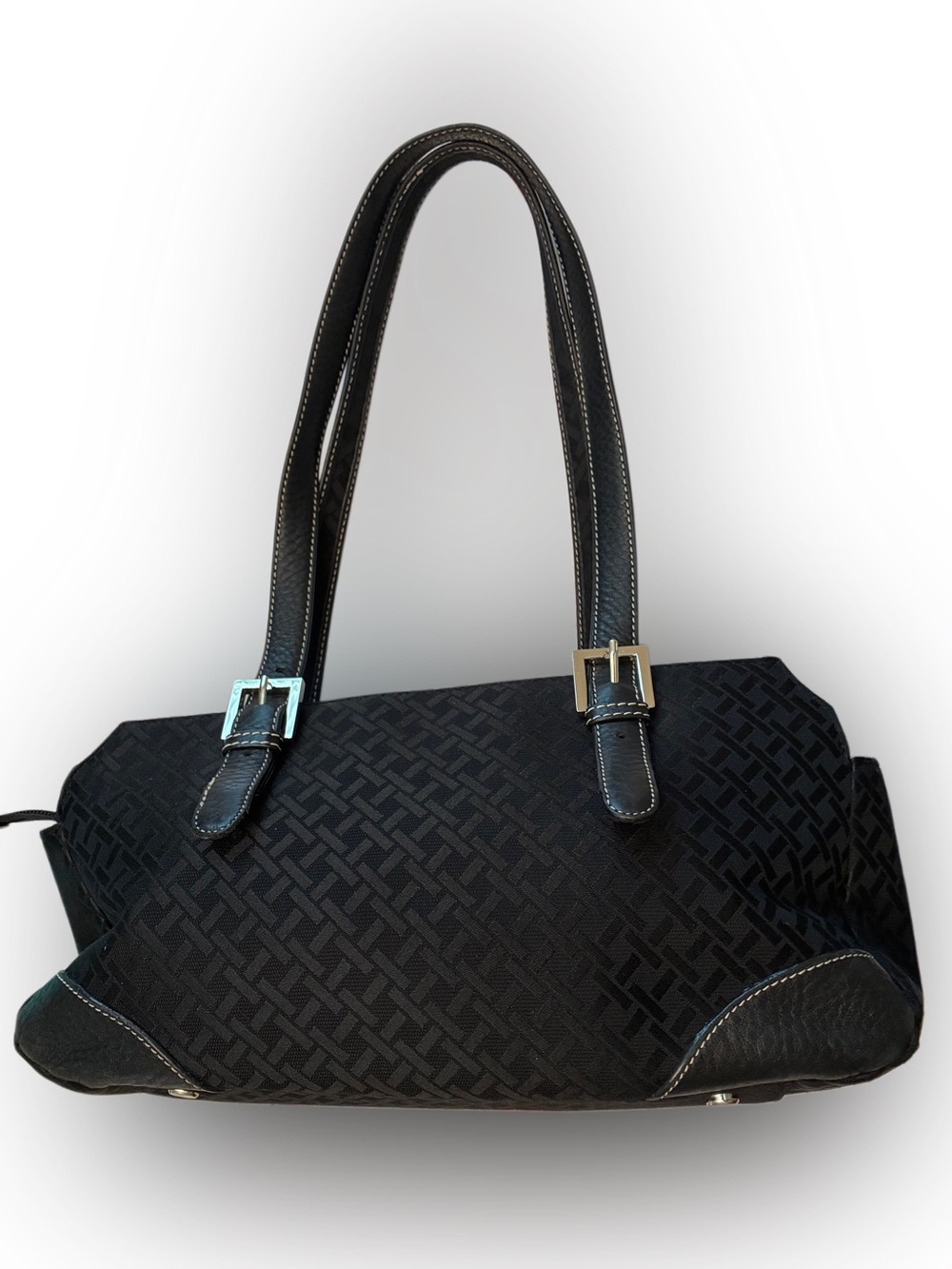 Talbots Black Woven-Pattern Shoulder Bag